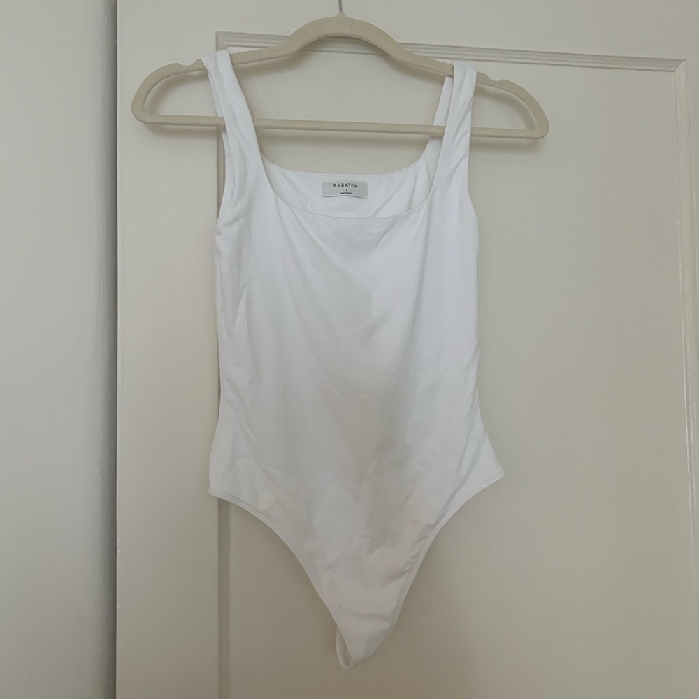 White stretchy contour bodysuit aritzia